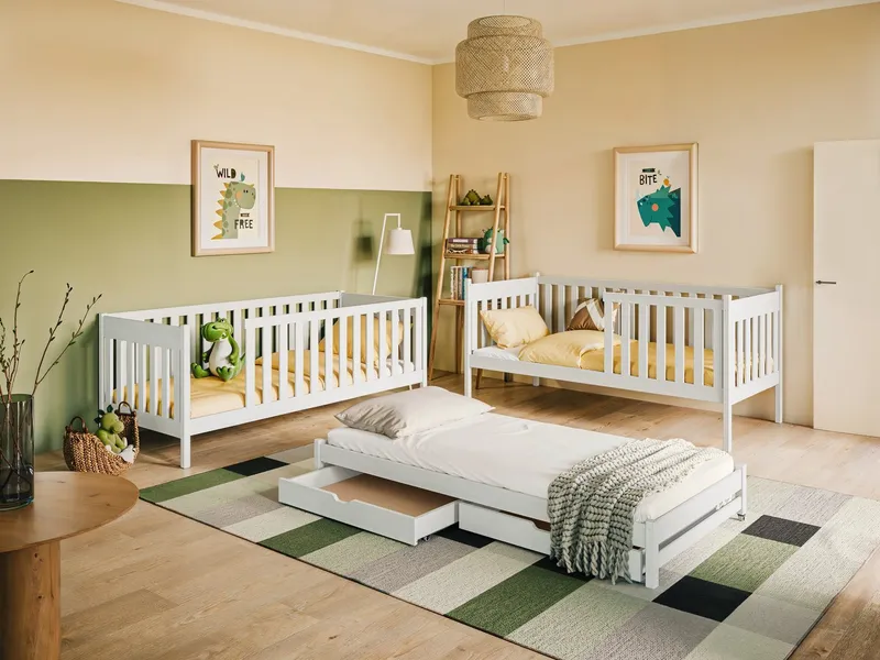 Kids Collective Etagenbett Kinderbett Hochbett 80x180, 90x200 cm mit Ausziehbett Lattenrost, Ausziehfunktion 2 Schubladen extra hoher Rausfallschutz 90x200 cm – Produktbild 1 von 5