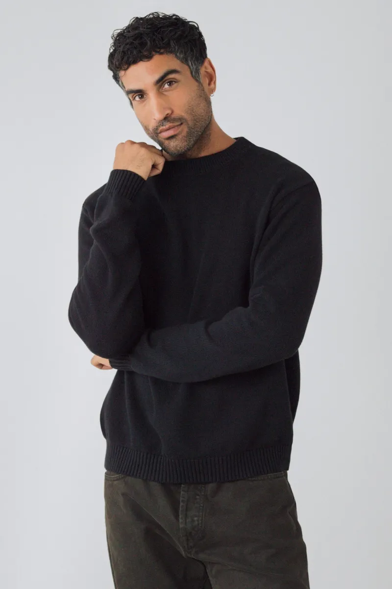Honest Basics Honest Basics Herren vegan Pullover Crew Schwarz, Schwarz, – Produktbild 2 von 2