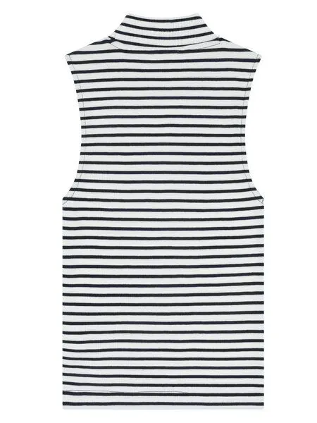 KnowledgeCotton Apparel KnowledgeCotton Apparel Ripptop - High neck rib top - aus Bio-Baumwolle, Blau (gestreift-navy-stripe), – Produktbild 3 von 4