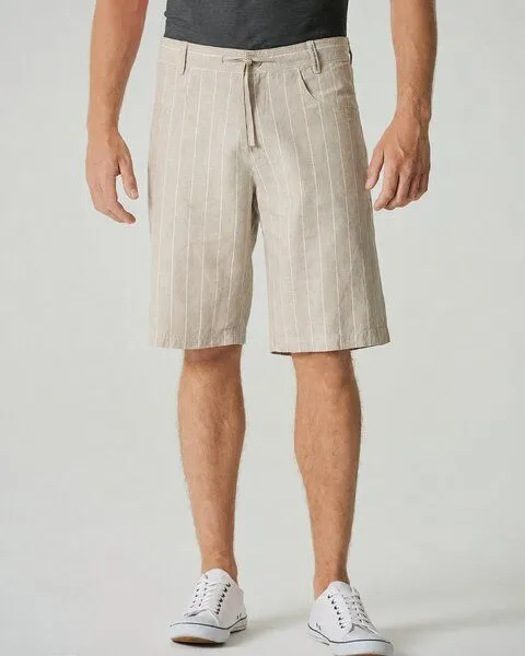 HempAge HempAge Gestreifte Herren-Shorts Hanf/Biobaumwolle, Distel(beige), – Produktbild 2 von 4