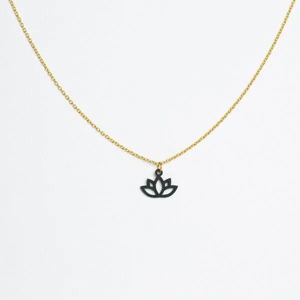 feinformart feinformart Kette mit Holzanhänger 'Lotus', Schwarz, – Produktbild 1 von 4