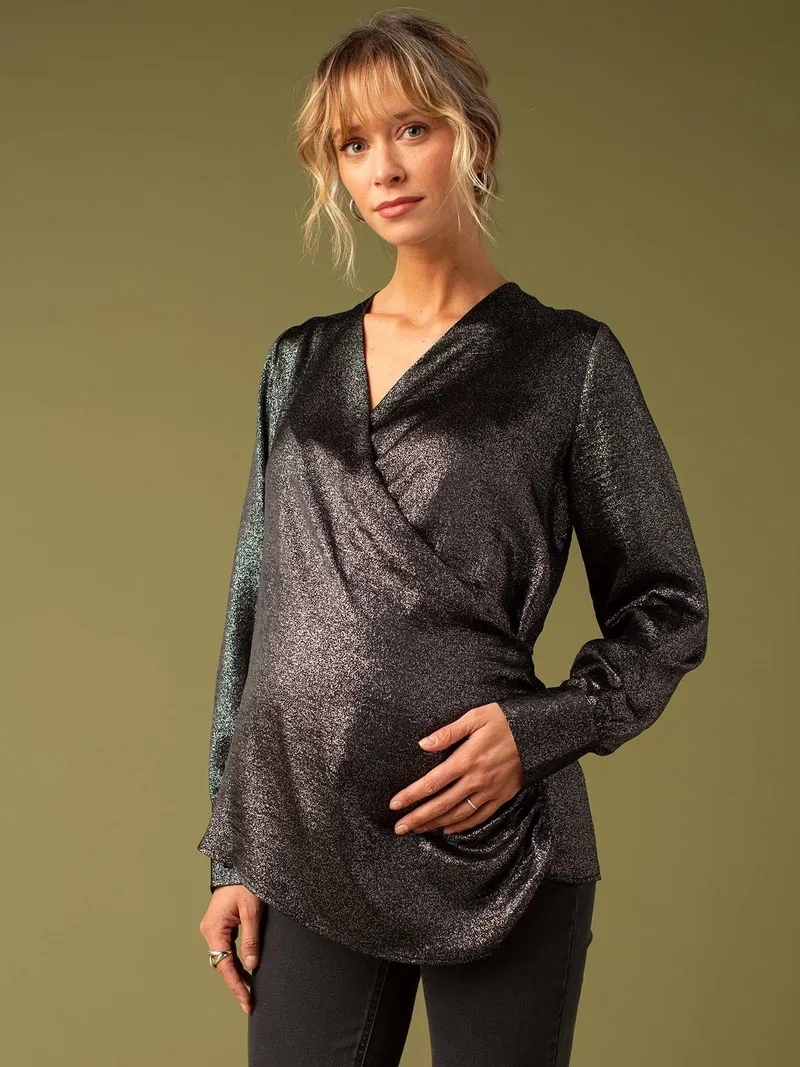 Envie De Fraise Wickelbluse für Schwangerschaft und Stillzeit ENVIE DE FRAISE, Schwarz, – Produktbild 1 von 4