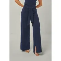 YOU LOOK PERFECT YOU LOOK PERFECT 100% Merino weite Strickhose mit Schleife "Bailey", Nachtblau (blau), – Produktbild 1 von 1