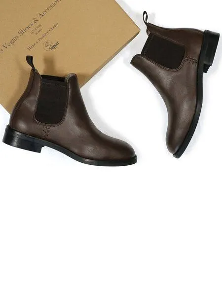 Will's Vegan Shop Will's Vegan Shop Wasserfeste Chelsea-Stiefel Herren, Dunkelbraun, – Produktbild 2 von 3
