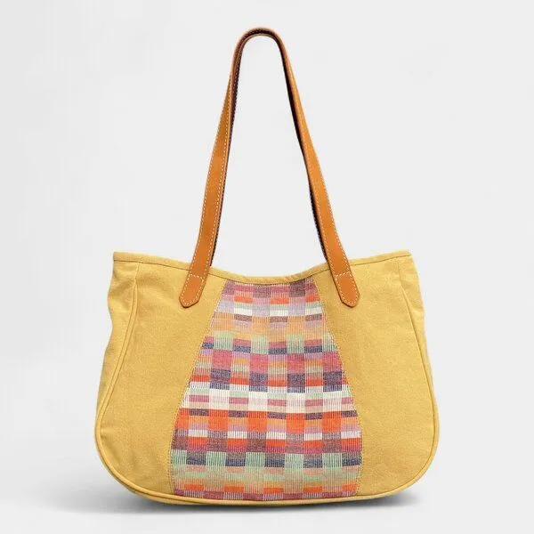 Dragolina Dragolina Schultertasche/ Shopper Bente mit Webstoff der Pwo Karen, Schilf, – Produktbild 1 von 2