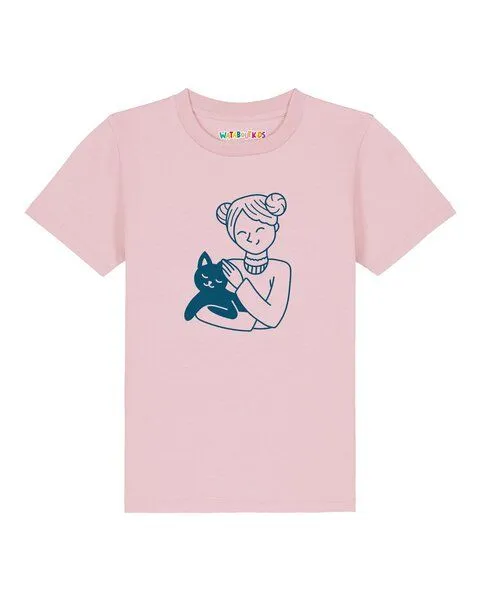 watabout.kids watabout.kids T-Shirt Kinder Mädchen und Katze, Cotton pink, – Produktbild 1 von 2