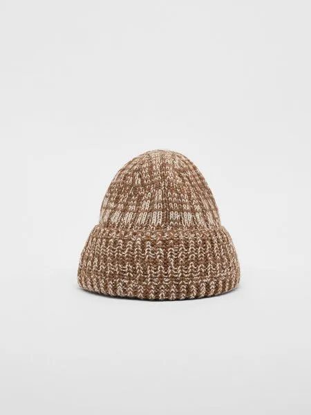LANIUS LANIUS Strickmütze aus Bio-Schurwolle und Bio-Baumwolle, Brown/ off white, – Produktbild 3 von 4