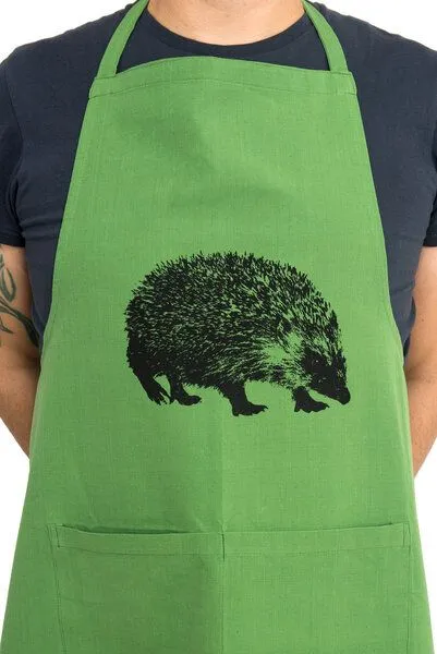 Hirschkind Hirschkind Fair-Trade & Bio-Kochschürze handgewebt grün "Igel" – Produktbild 3 von 3