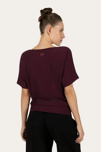 Urban Goddess Urban Goddess Budhi Kurzarm Pilates & Yoga Shirt, Fig (lila), – Produktbild 3 von 4