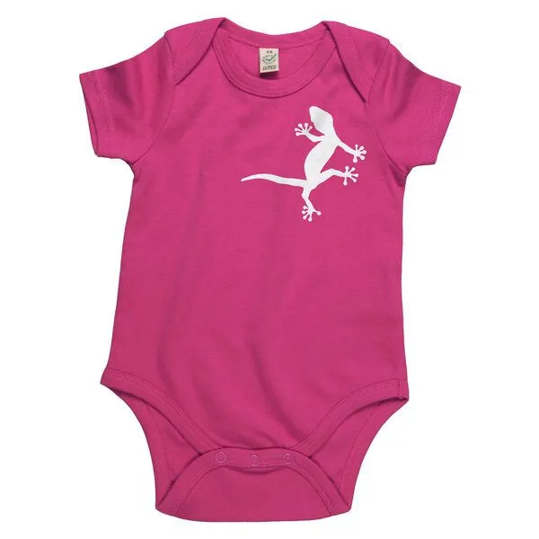 HANDGEDRUCKT HANDGEDRUCKT "2 Geckos" Baby Body, Hotpink, – Produktbild 1 von 4