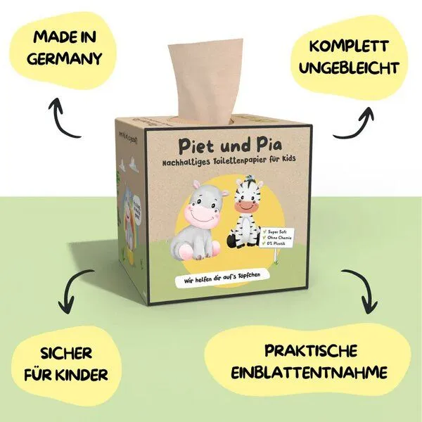 SNYCE SNYCE PIET UND PIA Toilettenpapier Recycling-Box 1 Box á 120 Tücher 3-lagig für Kinder – Produktbild 2 von 4