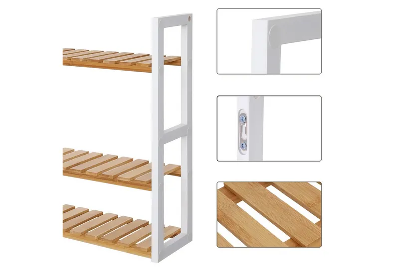 SONGMICS SONGMICS Badregal Badregal Badezimmerregal mit 3 verstellbaren Ablagen, 60 x 15 x 54 cm, für Wohnzimmer, Flur, freistehend, Wandmontage, Beige, – Produktbild 5 von 5