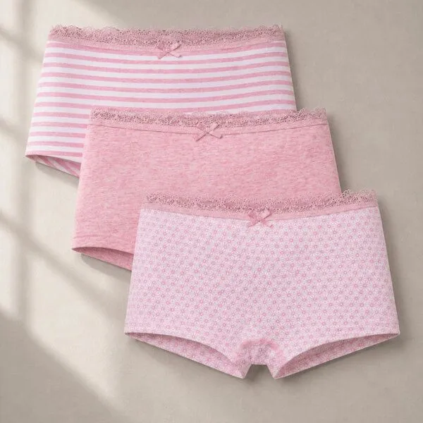 comazo|earth comazo|earth Fairtrade Mädchen Hipster 3er Pack | GOTS zertifiziert, Rosa-melange mix, – Produktbild 1 von 4