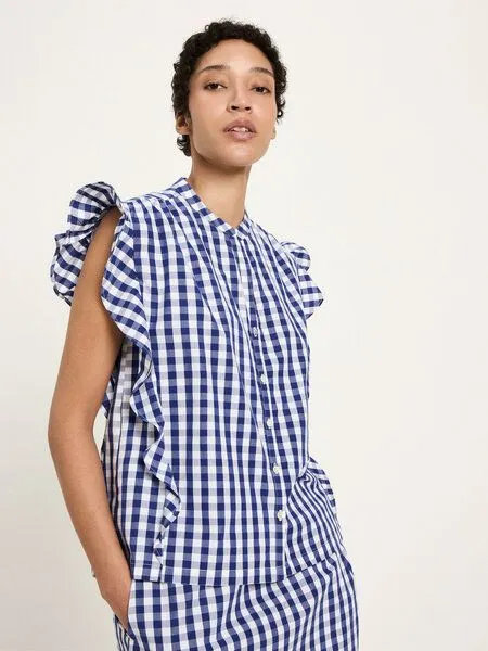 LANIUS LANIUS Vichy-Karo Bluse (GOTS) aus Bio-Baumwolle, Blue/ white, – Produktbild 2 von 4