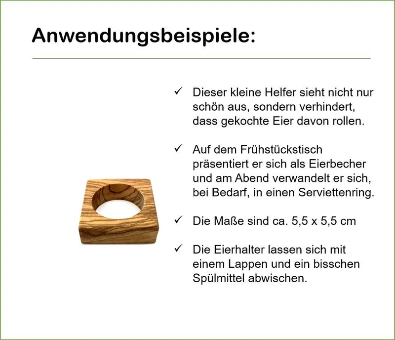 Olivenholz erleben Olivenholz erleben Eierbecher Eierbecher Troué, (1-tlg), antibakterielle Wirkung, Braun, – Produktbild 4 von 5