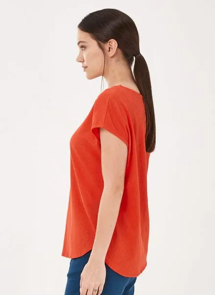 ORGANICATION ORGANICATION T-Shirt aus Bio-Baumwolle mit Leinen, Red, – Produktbild 3 von 3
