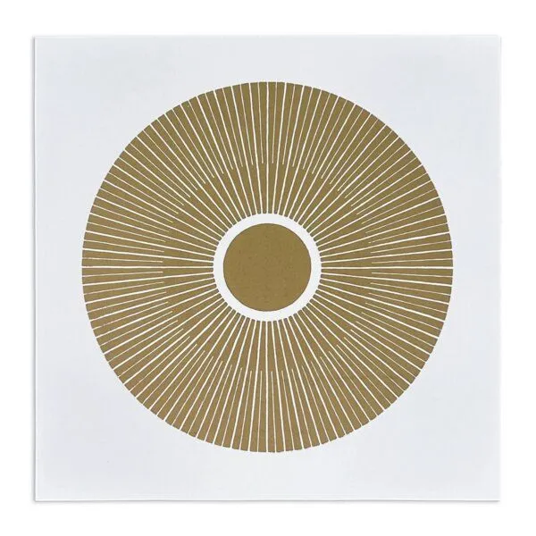 Veskor Cassiopeia Veskor Cassiopeia CENTRAL SUN Sonnen Linoldruck | 20 × 20 cm | Gold, Weiss, – Produktbild 1 von 4