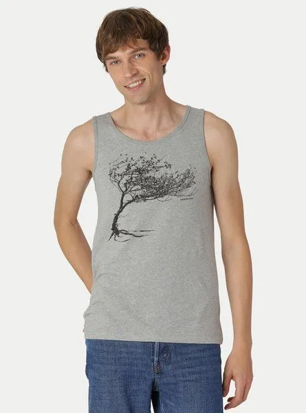 Peaces.bio - handbedruckte Biomode Peaces.bio - handbedruckte Biomode Bio Tank Top Windy Tree Herren, Hellgrau, – Produktbild 2 von 2