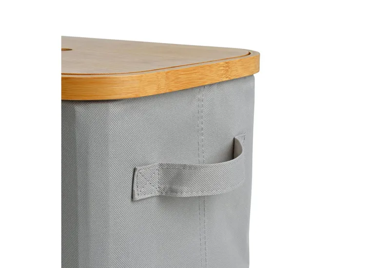 ESTEXO Aufbewahrungssystem Faltbarer Bambuskorb Aufbewahrungsbox Hellgrau 35x25x24 cm Aufbewahr, Grau, – Produktbild 5 von 5