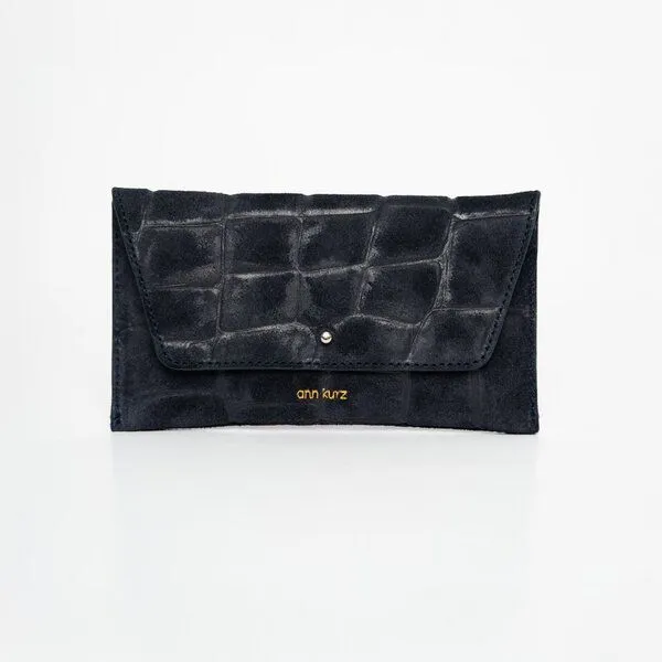 ann kurz ann kurz Mini Envelope – Portemonnaie aus Leder, Croco suede navy, – Produktbild 1 von 1