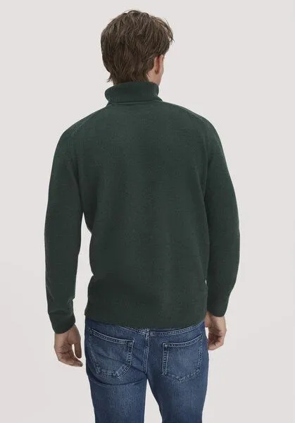 hessnatur hessnatur Rollkragen-Pullover Regular aus Bio-Merinowolle und Bio-Baumwolle, Wacholdergrün, – Produktbild 2 von 4