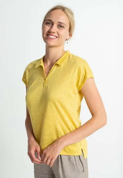 Alma & Lovis Alma & Lovis Leinenshirt im Polostyle aus 100% Leinen | Linen Polo, Gelb, – Produktbild 1 von 2