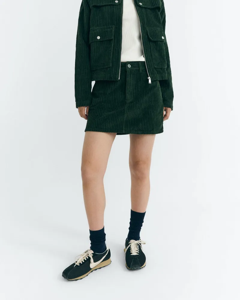 thinking mu Thinking MU Damen vegan Minirock Cord Kimmy Grün, Dunkelgrün, – Produktbild 1 von 2