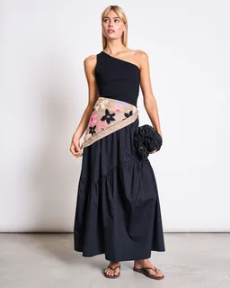 JAN N JUNE JAN 'N JUNE Damen vegan Top One Shoulder Tigris Schwarz – Produktbild 1 von 1