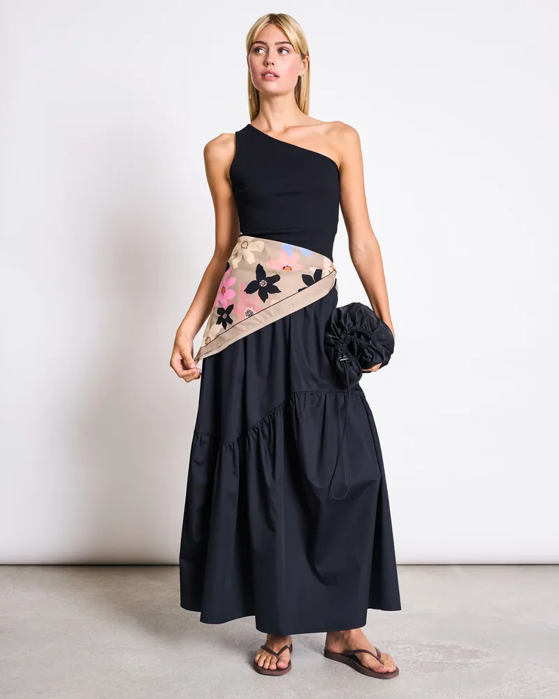 JAN N JUNE JAN 'N JUNE Damen vegan Top One Shoulder Tigris Schwarz, Schwarz, – Produktbild 1 von 2