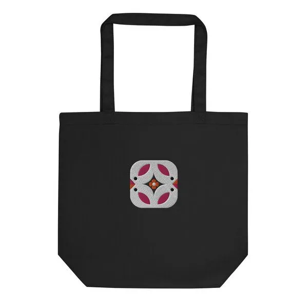 PepMelon Vögel bestickte Shopper-Tasche aus Bio-Baumwolle, Schwarz, – Produktbild 3 von 4