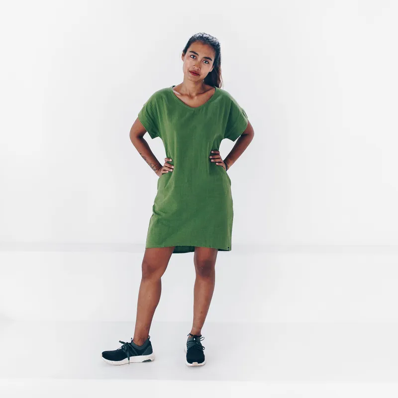 The Driftwood Tales The Driftwood Tales Damen vegan Kleid Aus Recycelter Baumwolle Grün, Grün, – Produktbild 1 von 2