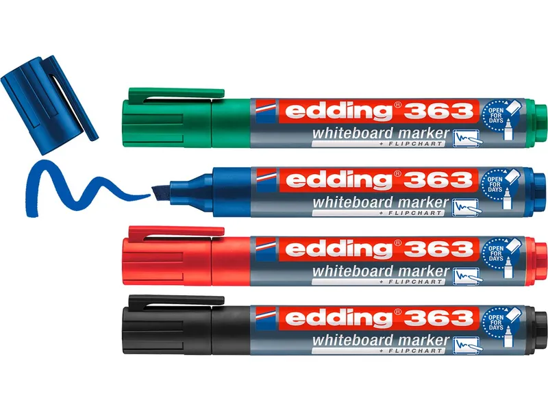 Edding 4er Set edding Whiteboardmarker "363" Keilspitze, farbig sortiert – Produktbild 2 von 5