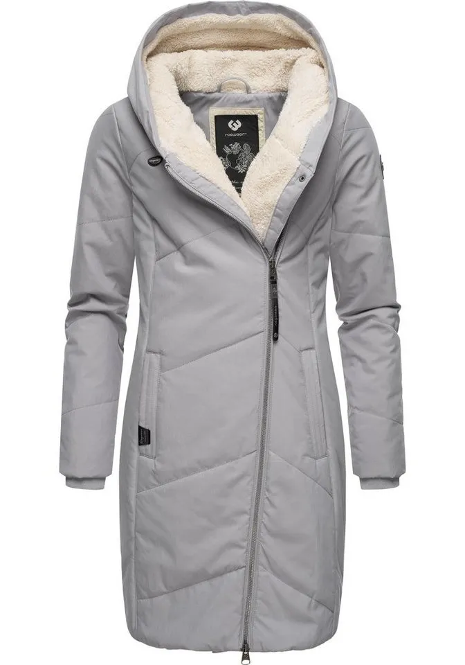 ragwear ragwear Wintermantel Gordon Long gesteppter Winterparka mit asymmetrischem Kragen, Grau, – Produktbild 2 von 5