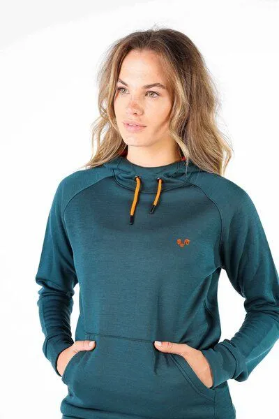 Woolona Woolona Kapuzenpullover - SCOUT - 100% Merinowolle, Blaugrün, – Produktbild 2 von 3