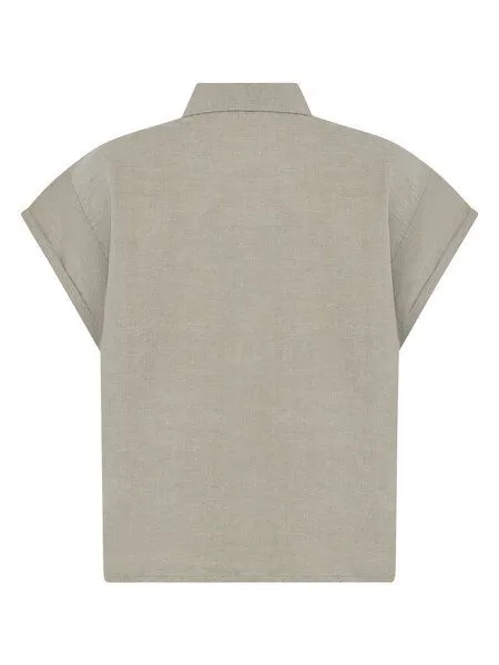 KnowledgeCotton Apparel KnowledgeCotton Apparel ASTER faltbares Kurzarm-Leinenhemd - Bio-Leinen - GOTS/Vegan, Grün (yarndyed-twill), – Produktbild 2 von 4