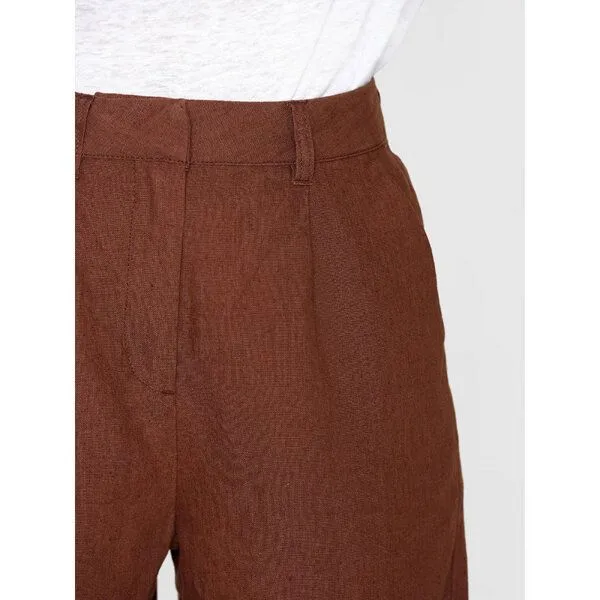 KnowledgeCotton Apparel KnowledgeCotton Apparel High-Waist Shorts POSEY aus Bio-Leinen, Braun (tiramisu), – Produktbild 4 von 4