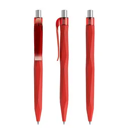 prodir prodir® Druckkugelschreiber QS20 Soft Touch PRT Push, blaue Mine, rot/silber satiniert, Silber / rot, – Produktbild 1 von 1