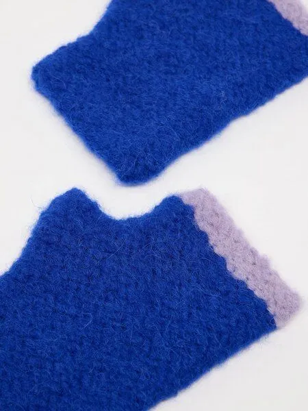 LANIUS LANIUS Pulswärmer aus Alpakawolle, Electric blue/lilac, – Produktbild 3 von 4