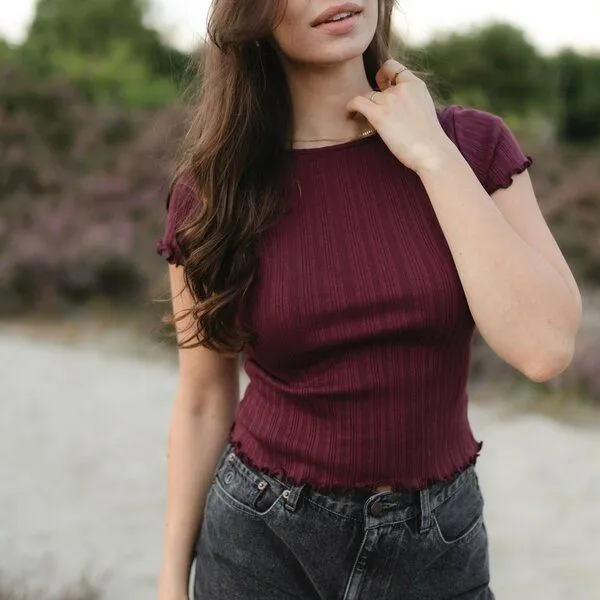 NORDLICHT NORDLICHT Damen T-Shirt Maja aus Bio-Baumwolle, Cherry (rot), – Produktbild 3 von 4