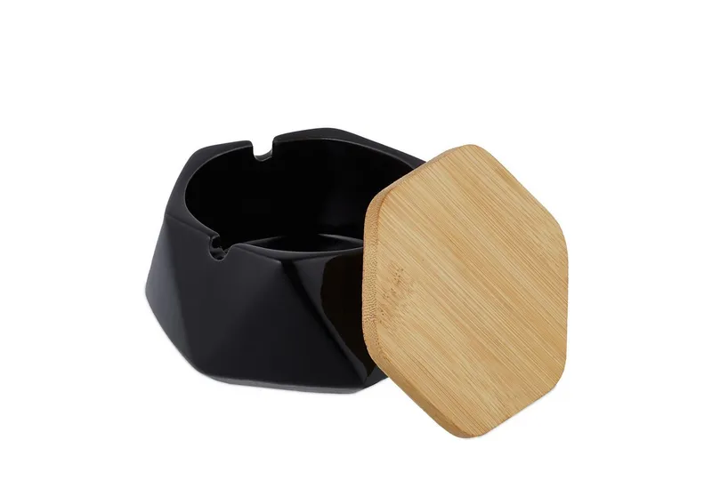 RELAXDAYS RELAXDAYS Aschenbecher mit Deckel, Braun|schwarz, – Produktbild 1 von 5