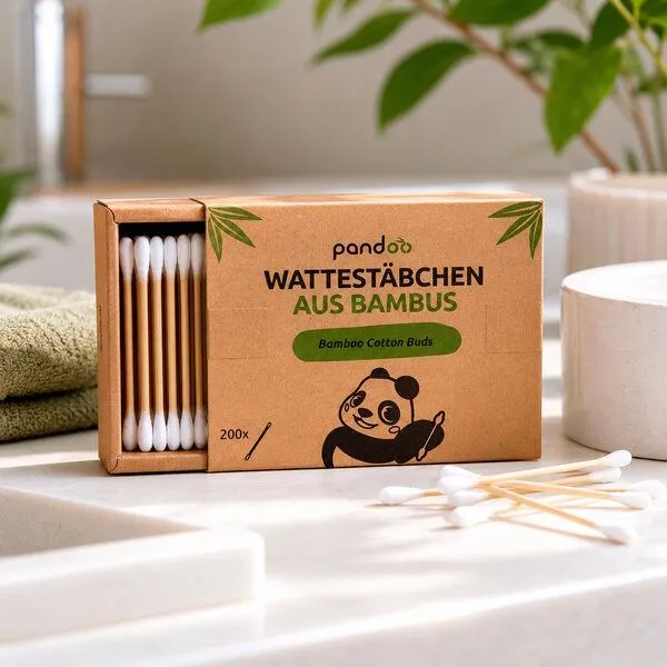 pandoo pandoo 4er Pack Bambus Wattestäbchen (800 Stück) – Produktbild 3 von 4