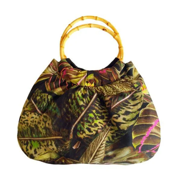 körber mode körber mode Bambus-Tasche aus Baumwolle, Upcycling Dschungel Motiv Unikat – Produktbild 2 von 2
