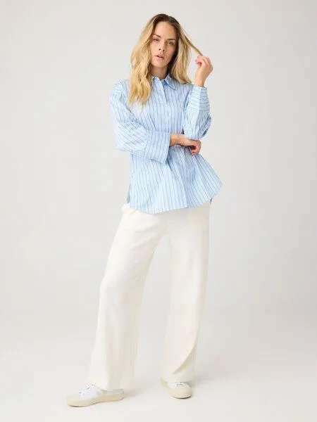 KnowledgeCotton Apparel KnowledgeCotton Apparel Lockere Bluse DEW mit Pinstripes aus Bio-Baumwolle, Blau-blue-stripe, – Produktbild 2 von 2