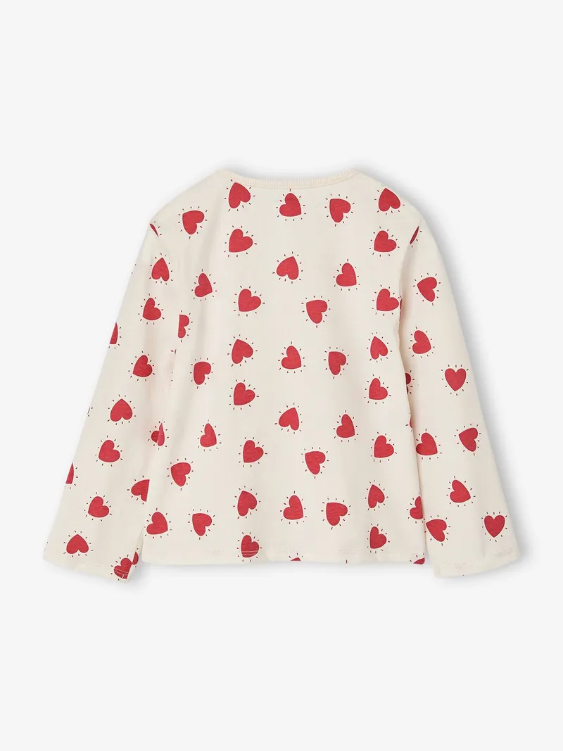 Vertbaudet Bedrucktes Mädchen Langarmshirt, Wollweiß, – Produktbild 2 von 3