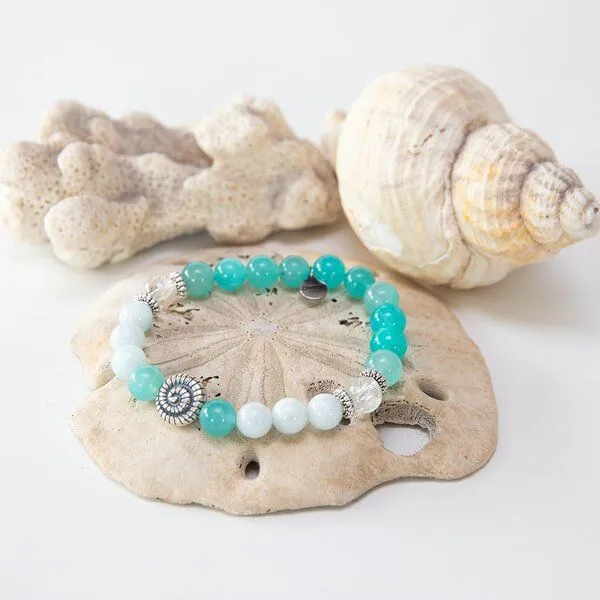 Divasya Divasya Armband "Ibiza" aus Amazonit, Aquamarin & Bergkristall – Produktbild 3 von 4