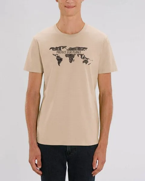 Human Family Human Family Bio Unisex Rundhals T-Shirt "Protect our Planet", Sand, – Produktbild 1 von 2