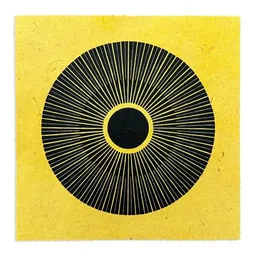 Veskor Cassiopeia Veskor Cassiopeia CENTRAL SUN Sonnen Linoldruck | 22 × 22 cm | Schwarz auf Sonnengelb – Produktbild 1 von 1