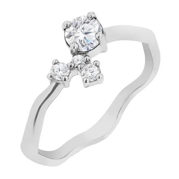 Eppi Eppi Silberner Cluster Ring mit Moissanit und Lab Grown Diamanten Roche, Weiss, – Produktbild 1 von 4