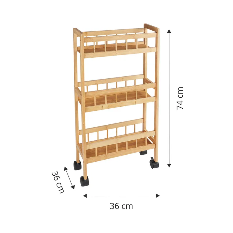 genialo genialo Haushalts-Rollwagen "Bambus", Braun, – Produktbild 2 von 4