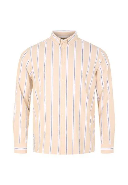 KnowledgeCotton Apparel KnowledgeCotton Apparel Hemd gestreift - Relaxed fit striped cotton shirt - aus Bio-Baumwolle, Natur (safari), – Produktbild 2 von 4